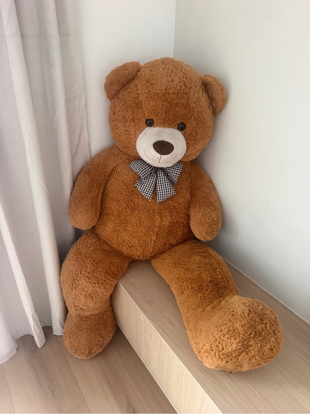 Giant Brown Plush Teddy Bear with Bow Tie - Soft Huggable Kids Toy